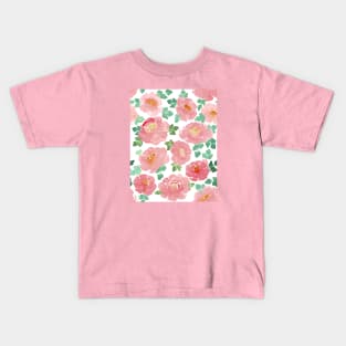 Loose Watercolor Peonies Kids T-Shirt